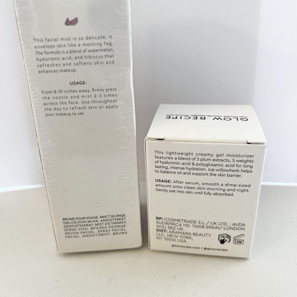 New GLOW RECIPE Watermelon Glow Mist & Plum Plump Hyaluronic Cream Bundle NIB - Picture 3 of 6